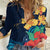 Polynesian Hibiscus Flower Waves Pattern Women Casual Shirt