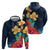 Polynesian Hibiscus Flower Waves Pattern Zip Hoodie