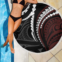 Polynesian Oxblood Line Art Tribal Tattoo Beach Blanket