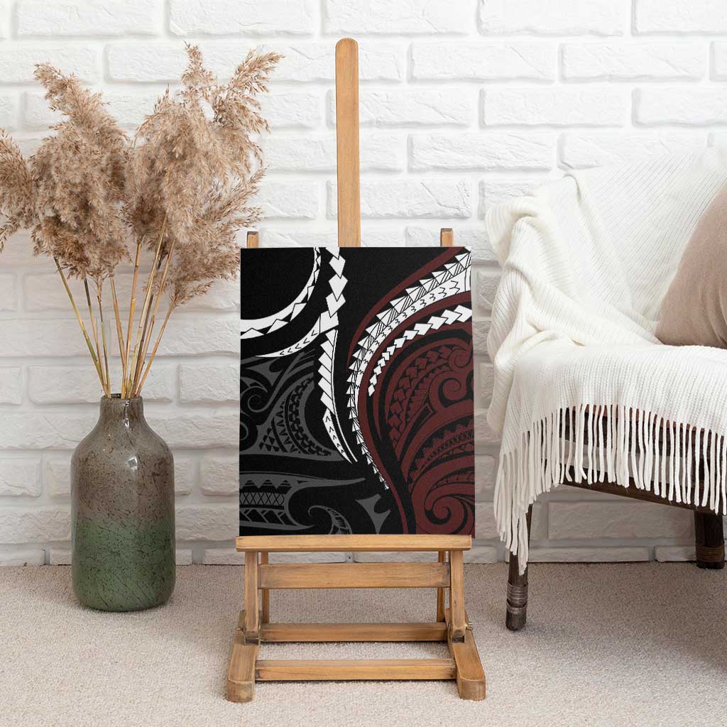 Polynesian Oxblood Line Art Tribal Tattoo Canvas Wall Art