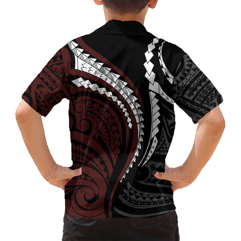 Polynesian Oxblood Line Art Tribal Tattoo Family Matching Long Sleeve Bodycon Dress and Hawaiian Shirt LT9 - Polynesian Pride