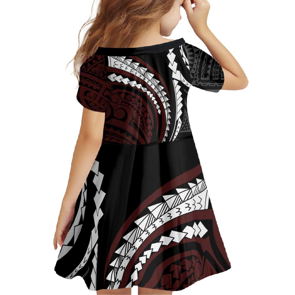 Polynesian Oxblood Line Art Tribal Tattoo Family Matching Long Sleeve Bodycon Dress and Hawaiian Shirt LT9 - Polynesian Pride