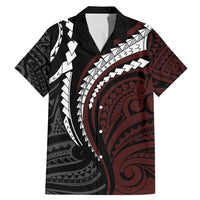 Polynesian Oxblood Line Art Tribal Tattoo Family Matching Mermaid Dress and Hawaiian Shirt LT9 Dad's Shirt - Short Sleeve Beige - Polynesian Pride