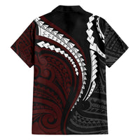 Polynesian Oxblood Line Art Tribal Tattoo Family Matching Puletasi and Hawaiian Shirt LT9 - Polynesian Pride