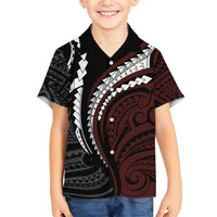 Polynesian Oxblood Line Art Tribal Tattoo Family Matching Short Sleeve Bodycon Dress and Hawaiian Shirt LT9 Son's Shirt Beige - Polynesian Pride