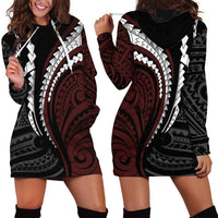 Polynesian Oxblood Line Art Tribal Tattoo Hoodie Dress
