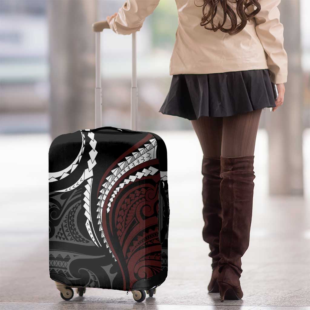 Polynesian Oxblood Line Art Tribal Tattoo Luggage Cover