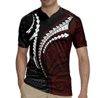Polynesian Oxblood Line Art Tribal Tattoo Rugby Jersey