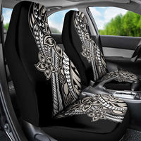 Polynesian Plumeria Floral Tattoo Pattern Car Seat Cover Beige Style