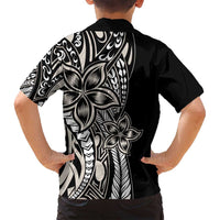 Polynesian Plumeria Floral Tattoo Pattern Family Matching Long Sleeve Bodycon Dress and Hawaiian Shirt Beige Style LT9 - Polynesian Pride