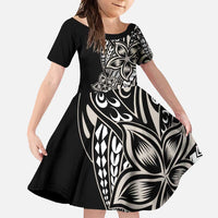 Polynesian Plumeria Floral Tattoo Pattern Family Matching Mermaid Dress and Hawaiian Shirt Beige Style LT9 Daughter's Dress Beige - Polynesian Pride