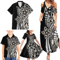 Polynesian Plumeria Floral Tattoo Pattern Family Matching Summer Maxi Dress and Hawaiian Shirt Beige Style LT9 - Polynesian Pride