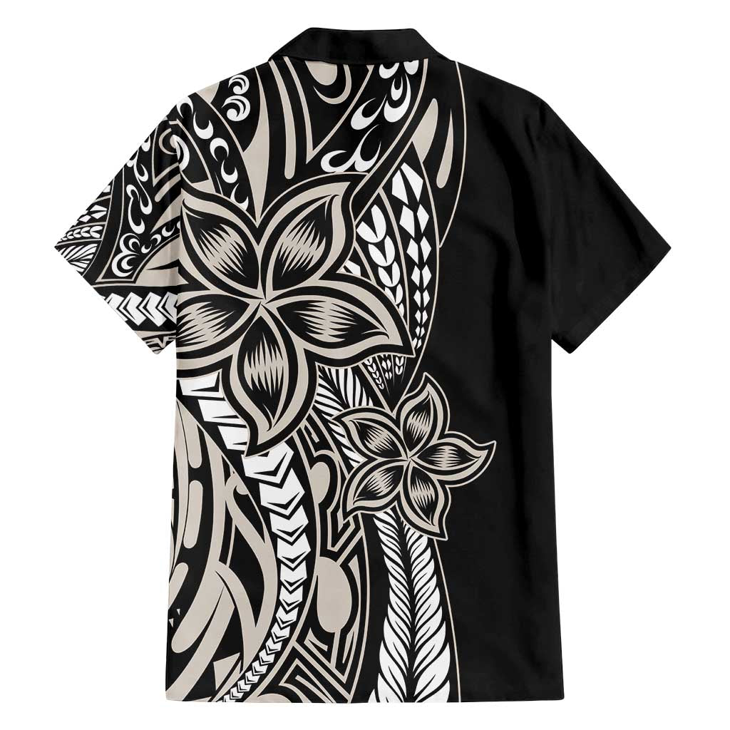 Polynesian Plumeria Floral Tattoo Pattern Family Matching Summer Maxi Dress and Hawaiian Shirt Beige Style LT9 - Polynesian Pride
