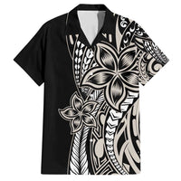Polynesian Plumeria Floral Tattoo Pattern Family Matching Tank Maxi Dress and Hawaiian Shirt Beige Style