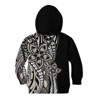 Polynesian Plumeria Floral Tattoo Pattern Kid Hoodie Beige Style