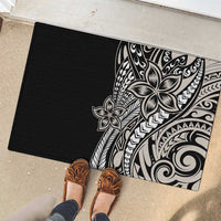 Polynesian Plumeria Floral Tattoo Pattern Rubber Doormat Beige Style