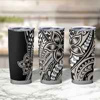 Polynesian Plumeria Floral Tattoo Pattern Tumbler Cup Beige Style