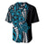 Polynesian Plumeria Floral Tattoo Pattern Baseball Jersey Bllue Style