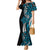 Polynesian Plumeria Floral Tattoo Pattern Family Matching Mermaid Dress and Hawaiian Shirt Bllue Style