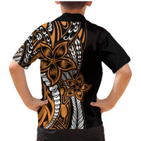 Polynesian Plumeria Floral Tattoo Pattern Family Matching Mermaid Dress and Hawaiian Shirt Gold Style LT9 - Polynesian Pride