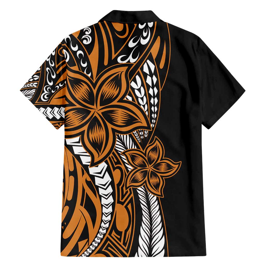 Polynesian Plumeria Floral Tattoo Pattern Family Matching Summer Maxi Dress and Hawaiian Shirt Gold Style LT9 - Polynesian Pride