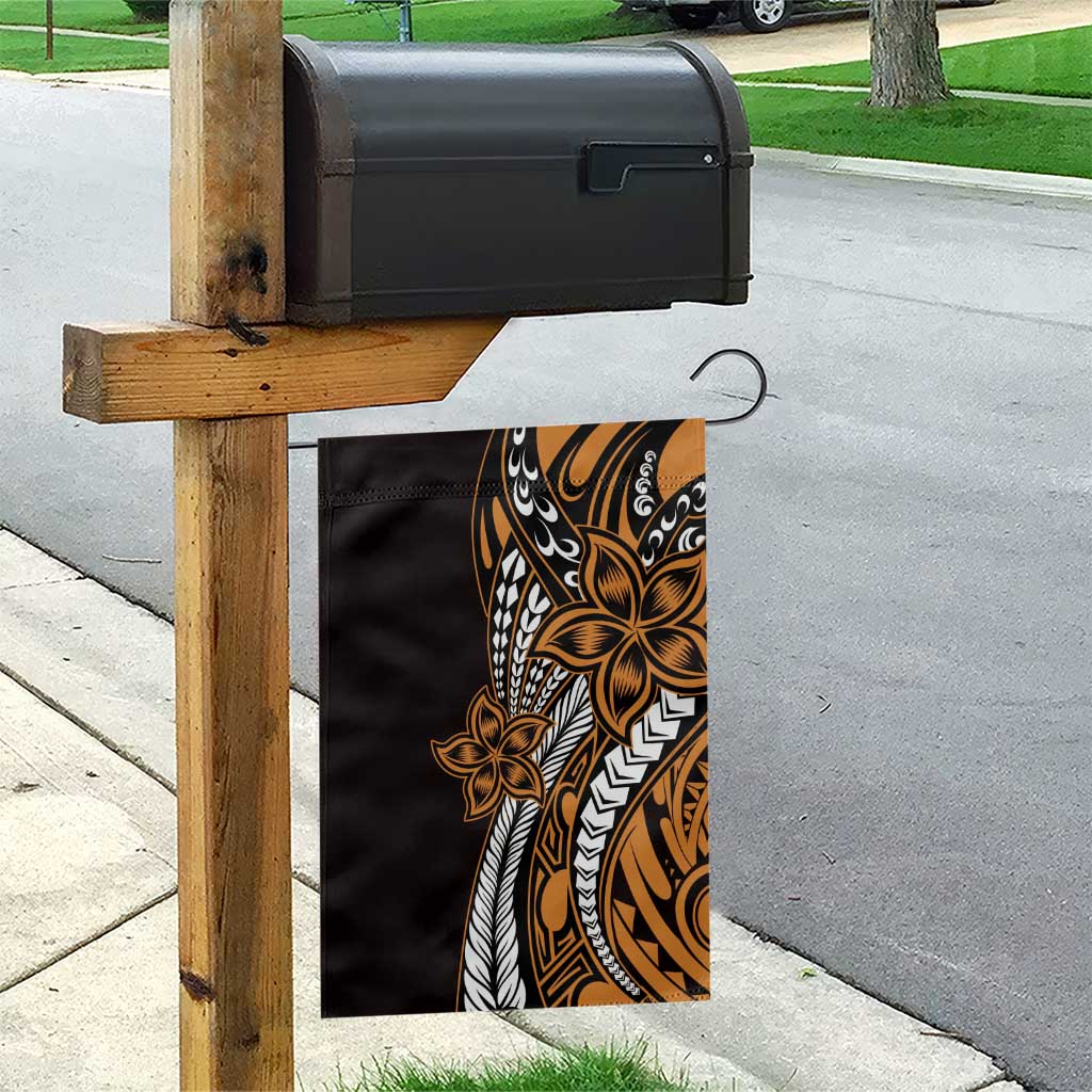 Polynesian Plumeria Floral Tattoo Pattern Garden Flag Gold Style