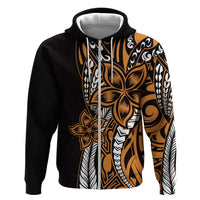 Polynesian Plumeria Floral Tattoo Pattern Hoodie Gold Style