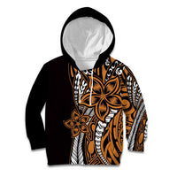 Polynesian Plumeria Floral Tattoo Pattern Kid Hoodie Gold Style