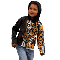 Polynesian Plumeria Floral Tattoo Pattern Kid Hoodie Gold Style
