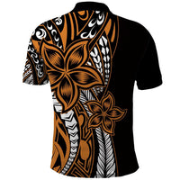 Polynesian Plumeria Floral Tattoo Pattern Polo Shirt Gold Style