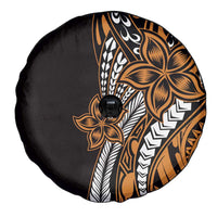 Polynesian Plumeria Floral Tattoo Pattern Spare Tire Cover Gold Style