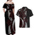 Polynesian Plumeria Floral Tattoo Pattern Couples Matching Off Shoulder Maxi Dress and Hawaiian Shirt Oxblood Style