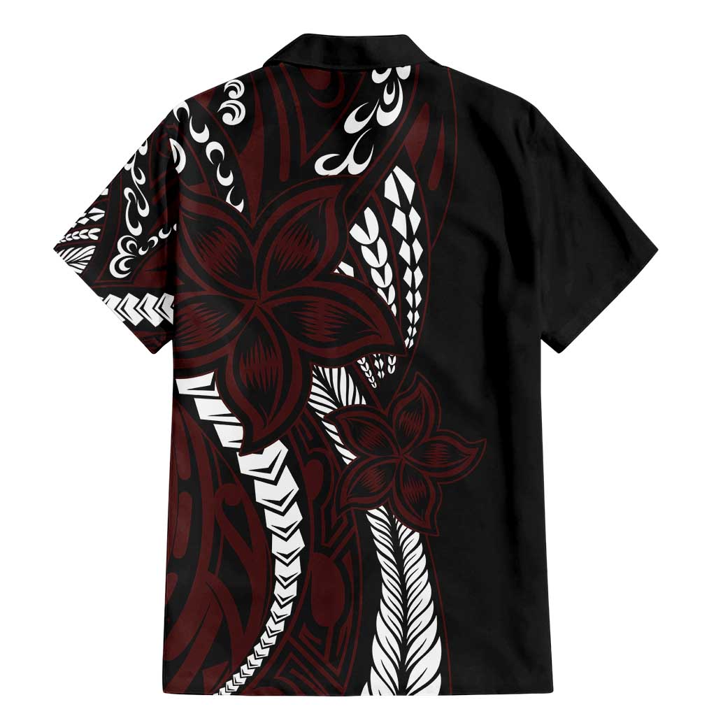 Polynesian Plumeria Floral Tattoo Pattern Family Matching Mermaid Dress and Hawaiian Shirt Oxblood Style LT9 - Polynesian Pride