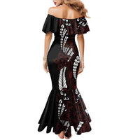 Polynesian Plumeria Floral Tattoo Pattern Family Matching Mermaid Dress and Hawaiian Shirt Oxblood Style LT9 - Polynesian Pride