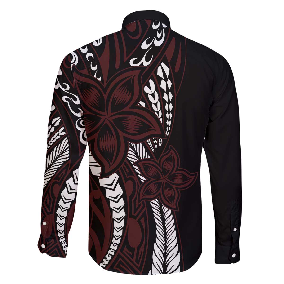 Polynesian Plumeria Floral Tattoo Pattern Family Matching Puletasi and Hawaiian Shirt Oxblood Style LT9 - Polynesian Pride