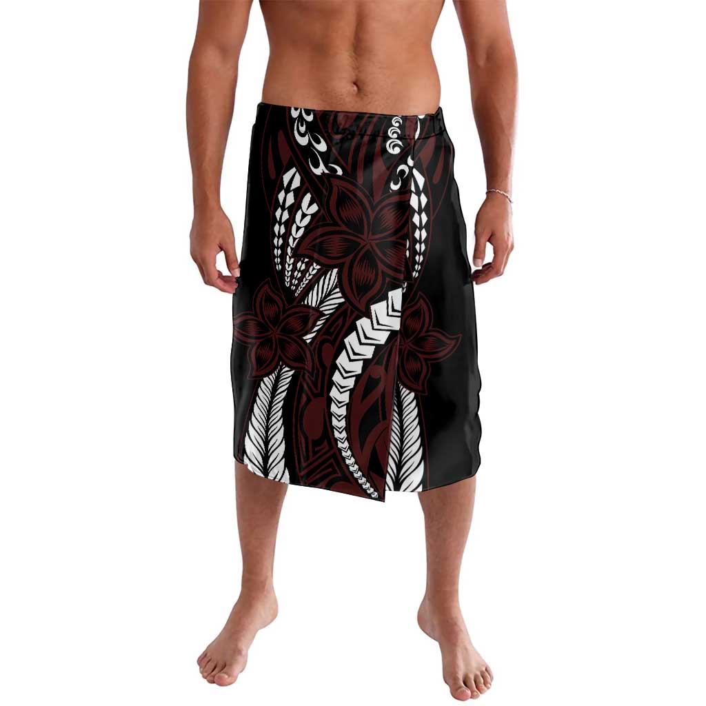 Polynesian Plumeria Floral Tattoo Pattern Lavalava Oxblood Style