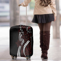 Polynesian Plumeria Floral Tattoo Pattern Luggage Cover Oxblood Style