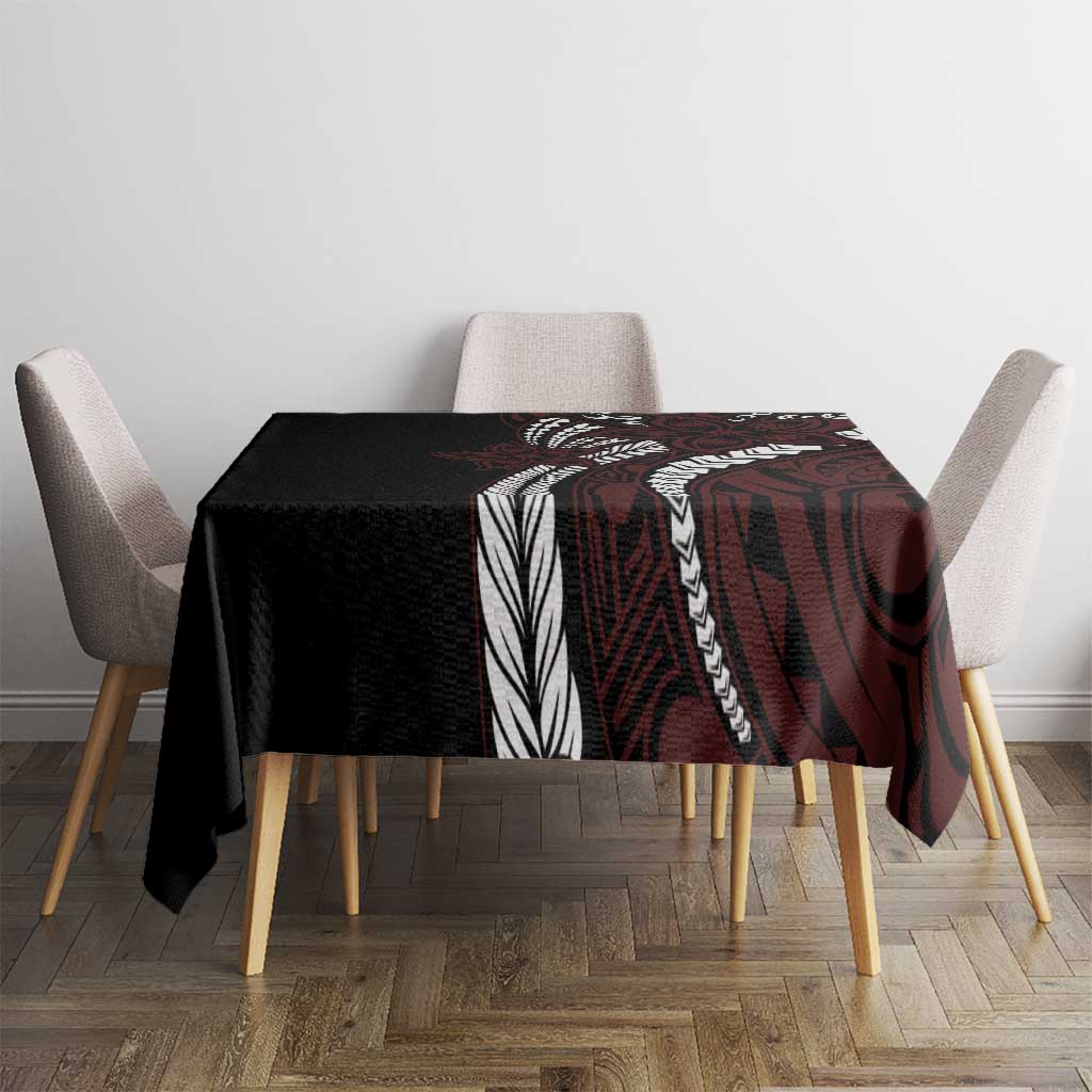 Polynesian Plumeria Floral Tattoo Pattern Tablecloth Oxblood Style