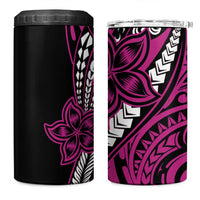 Polynesian Plumeria Floral Tattoo Pattern 4 in 1 Can Cooler Tumbler Pink Style