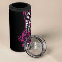 Polynesian Plumeria Floral Tattoo Pattern 4 in 1 Can Cooler Tumbler Pink Style