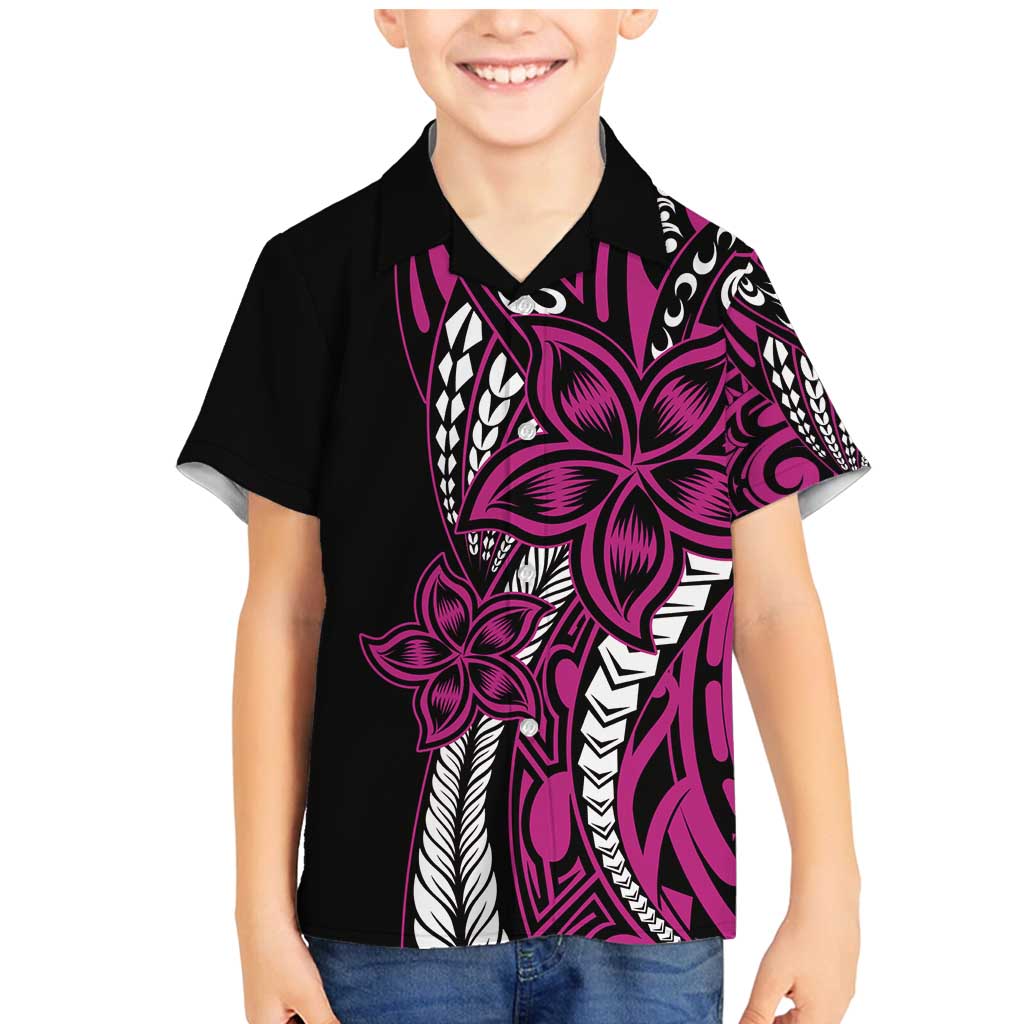 Polynesian Plumeria Floral Tattoo Pattern Family Matching Mermaid Dress and Hawaiian Shirt Pink Style LT9 Son's Shirt Pink - Polynesian Pride