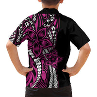 Polynesian Plumeria Floral Tattoo Pattern Family Matching Short Sleeve Bodycon Dress and Hawaiian Shirt Pink Style LT9 - Polynesian Pride