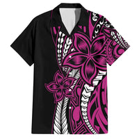 Polynesian Plumeria Floral Tattoo Pattern Family Matching Summer Maxi Dress and Hawaiian Shirt Pink Style LT9 Dad's Shirt - Short Sleeve Pink - Polynesian Pride