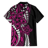 Polynesian Plumeria Floral Tattoo Pattern Family Matching Summer Maxi Dress and Hawaiian Shirt Pink Style LT9 - Polynesian Pride