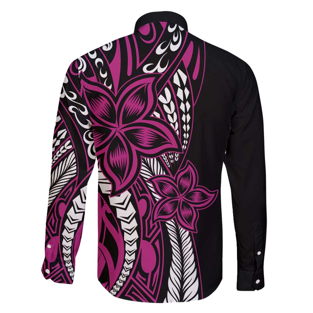 Polynesian Plumeria Floral Tattoo Pattern Family Matching Summer Maxi Dress and Hawaiian Shirt Pink Style LT9 - Polynesian Pride