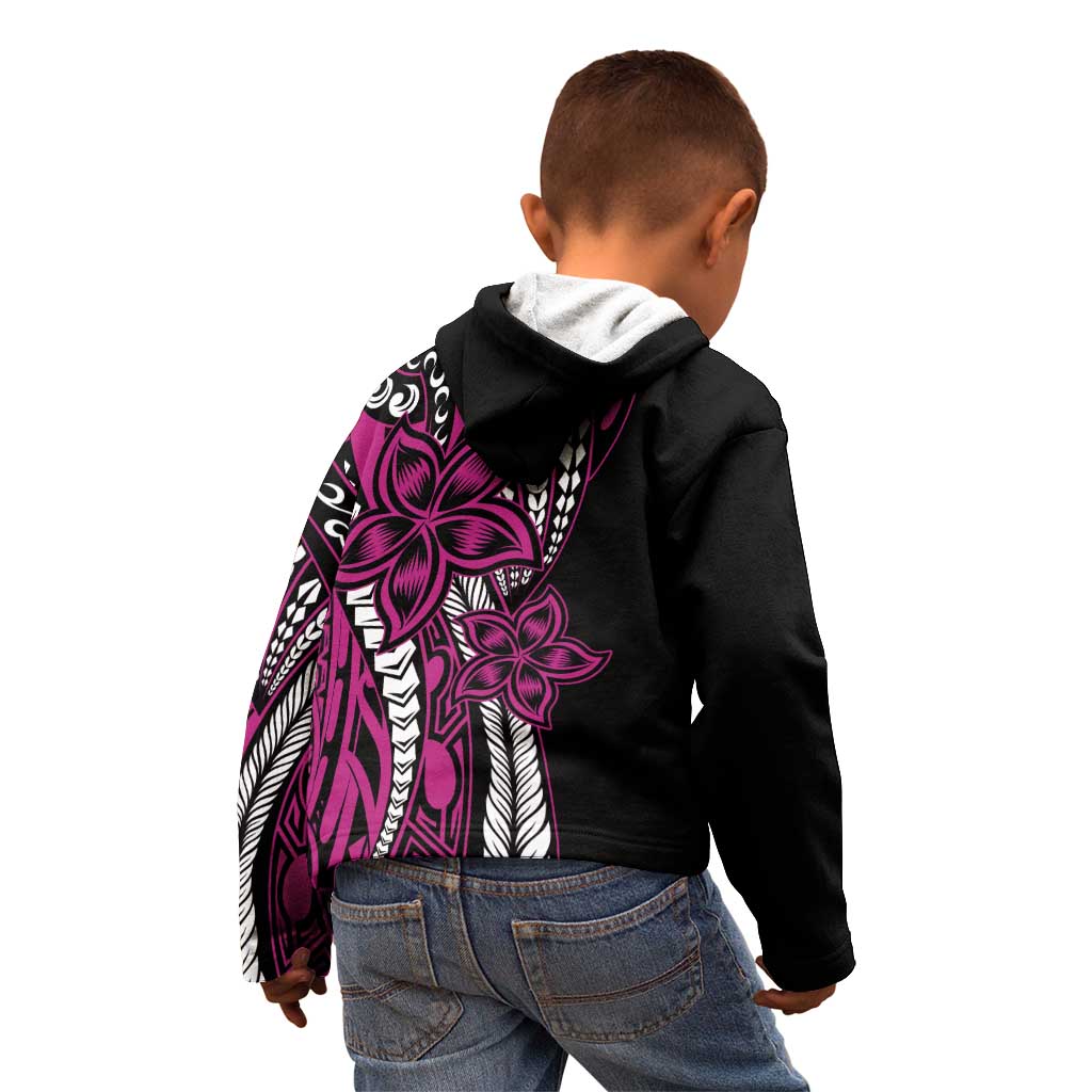 Polynesian Plumeria Floral Tattoo Pattern Kid Hoodie Pink Style