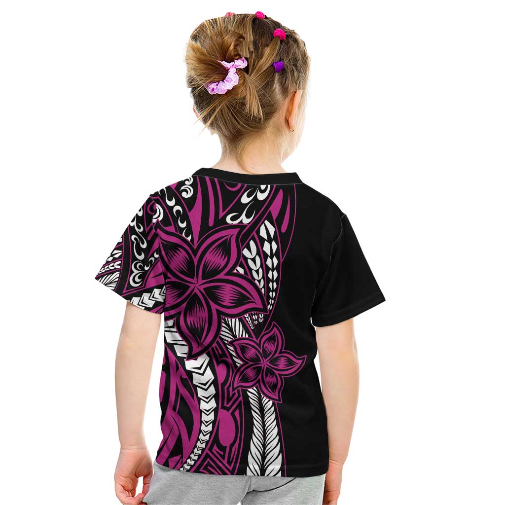 Polynesian Plumeria Floral Tattoo Pattern Kid T Shirt Pink Style