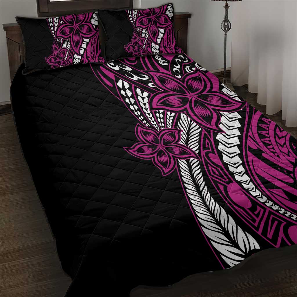 Polynesian Plumeria Floral Tattoo Pattern Quilt Bed Set Pink Style LT9 Pink - Polynesian Pride