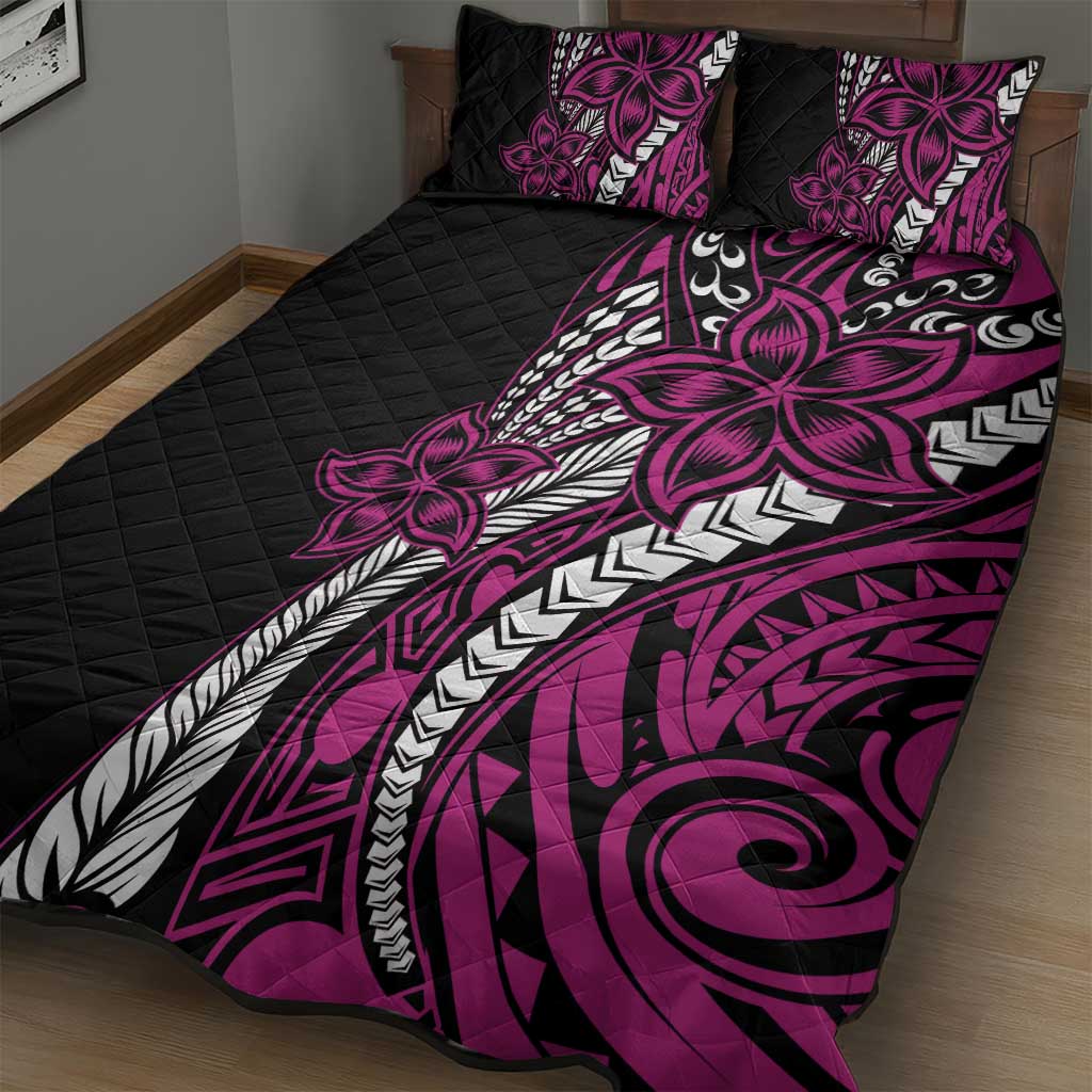 Polynesian Plumeria Floral Tattoo Pattern Quilt Bed Set Pink Style LT9 - Polynesian Pride