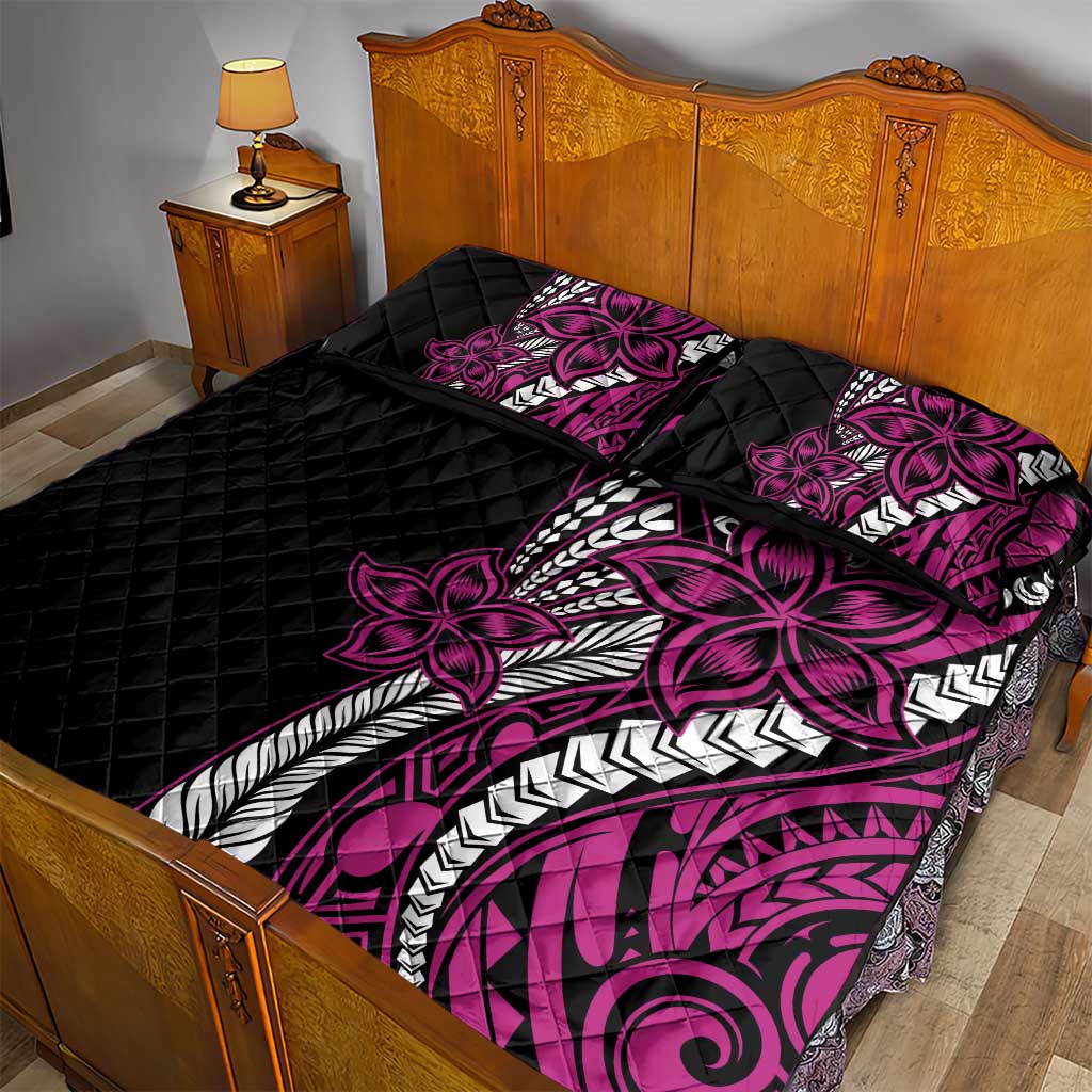 Polynesian Plumeria Floral Tattoo Pattern Quilt Bed Set Pink Style LT9 - Polynesian Pride